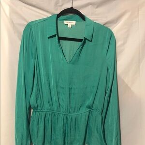 Caligraphie Green Long Sleeve Peplum Top